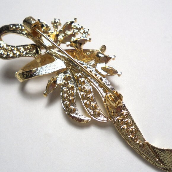 Brooch golden tone rhinestones brooch accessories jewelry gifts - Picture 6 of 7